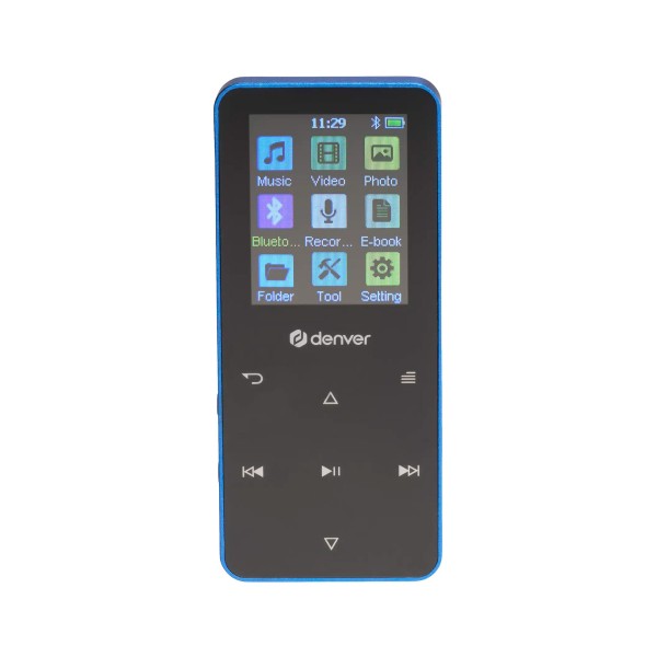 Denver mp-1830bu azul / reproductor multimedia mp4 con bluetooth y pantalla ips de 1,8"