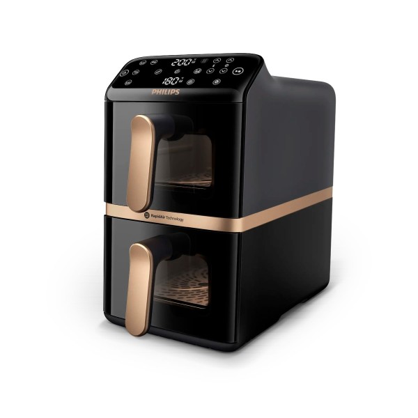 Philips airfryer serie 4000 negro / airfryer de doble cesta apilable